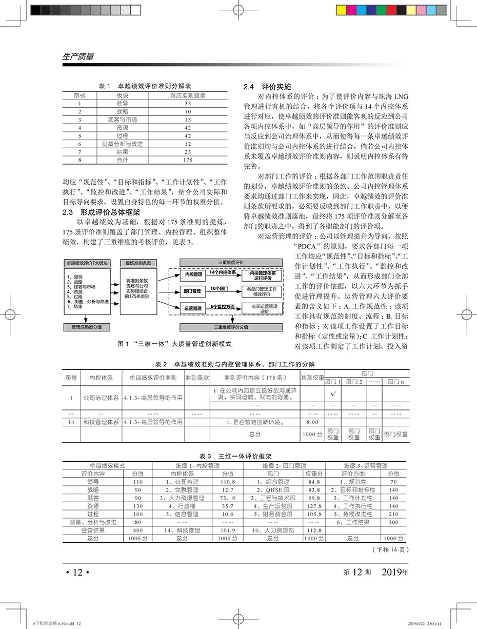 基于卓越绩效的LNG接收站“三维一体”大质量管理创新模式研究 基于卓越绩效的LNG接收站“三维一体”大质量管理创新模式研究